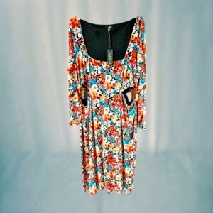 NEW AFRM Women's Plus Size Multi- Wildflower Sheer Long sleeve  Maxi dress. 3X